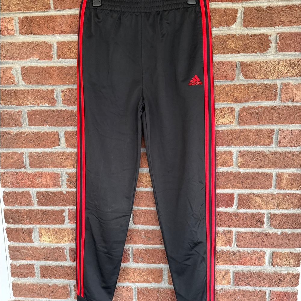 Adidas Black Joggers with Bold Red Accents. Size XL. 18 20